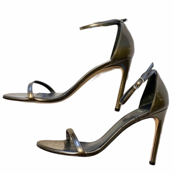 Stuart Weitzman Metallic Nudistsong Heel Sandals Size 8 - Picture 3 of 11